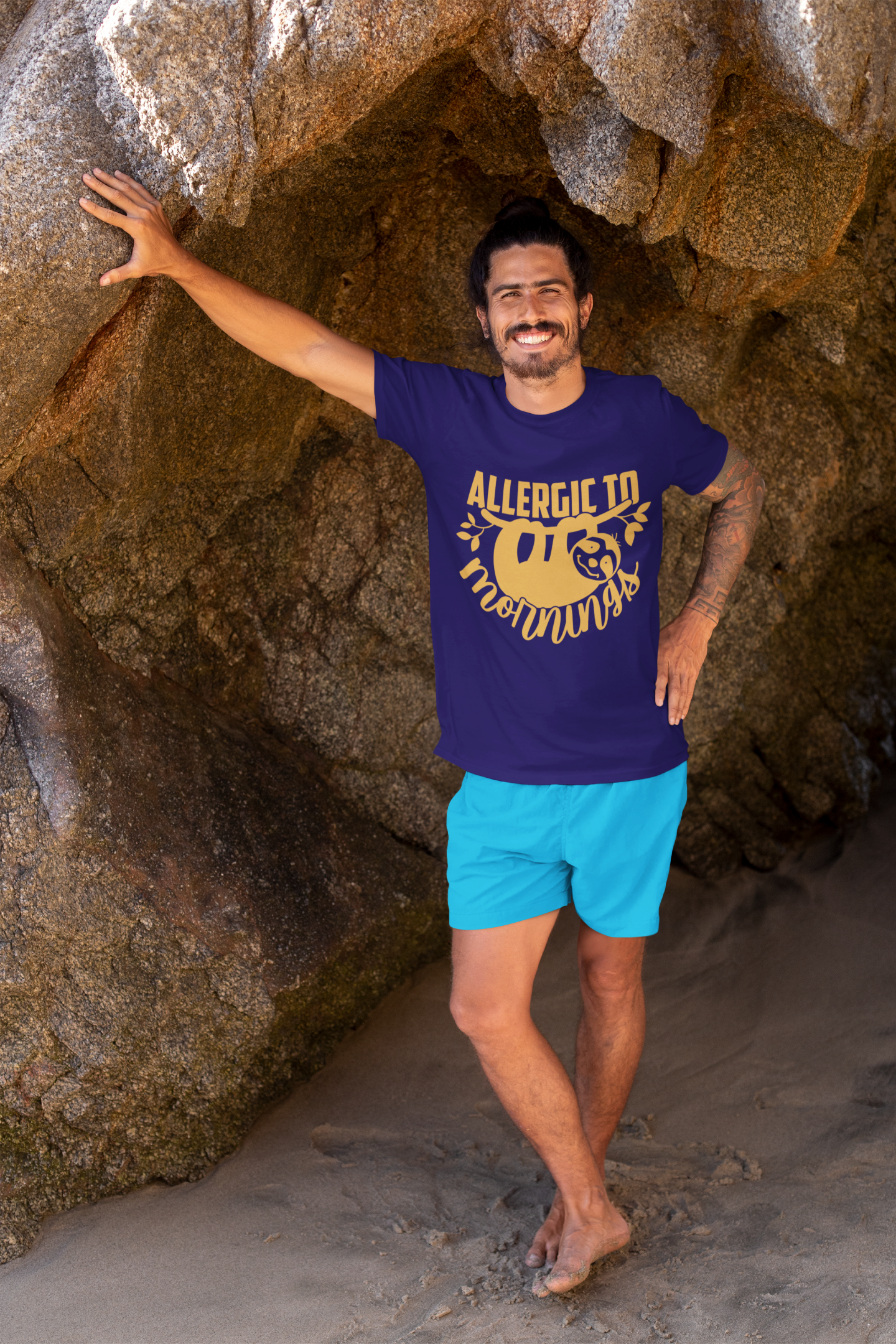 Regular Fit Classic Fit Allergic to Mornings T-Shirt Men Purple