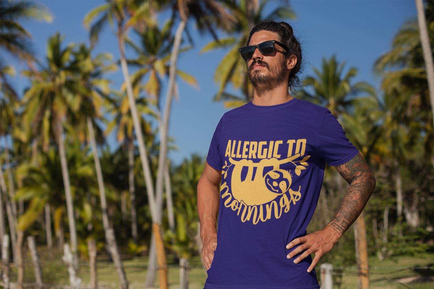 Regular Fit Classic Fit Allergic to Mornings T-Shirt Men Purple