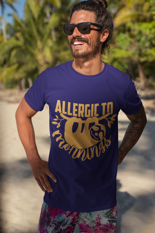 Regular Fit Classic Fit Allergic to Mornings T-Shirt Men Purple