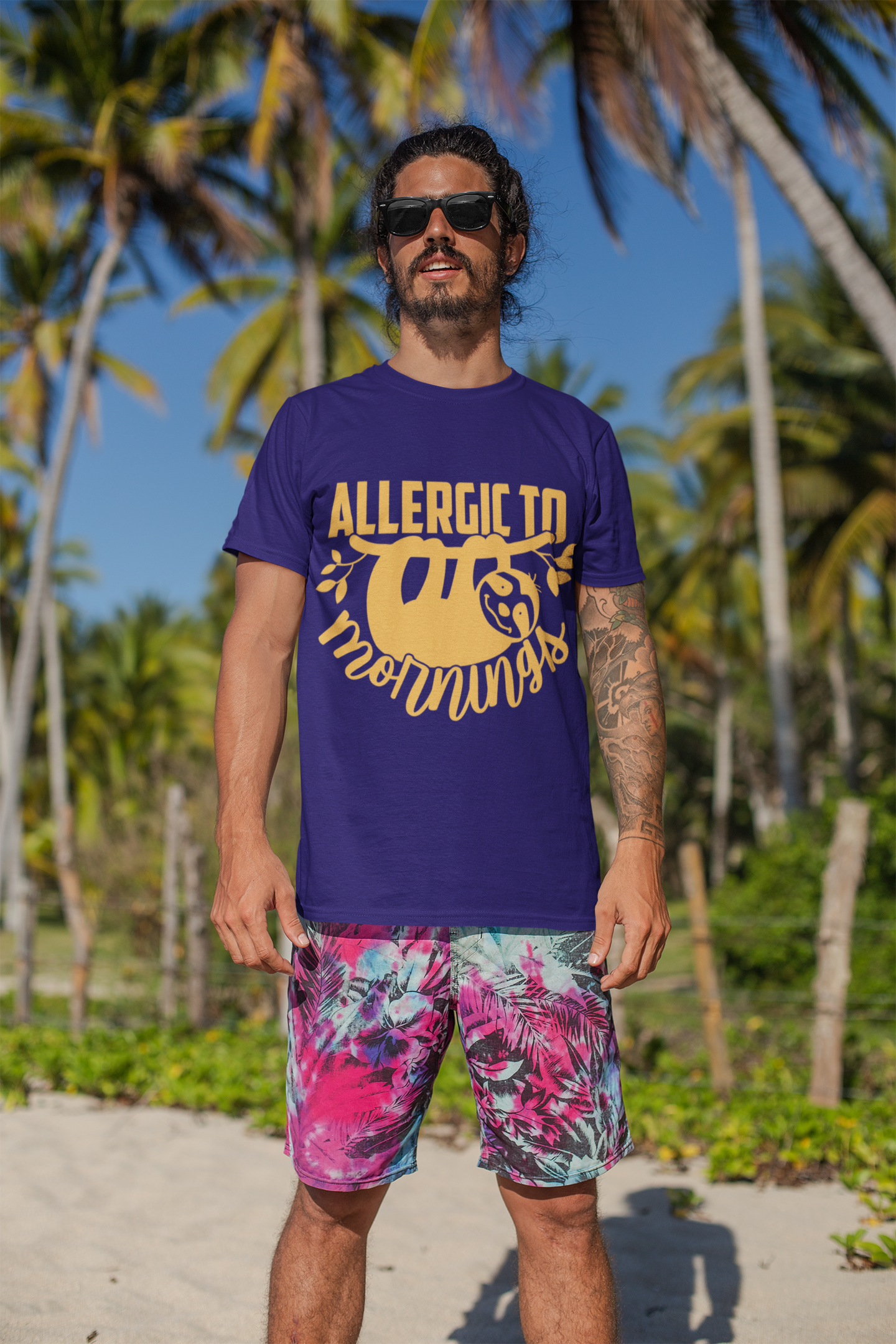 Regular Fit Classic Fit Allergic to Mornings T-Shirt Men Purple