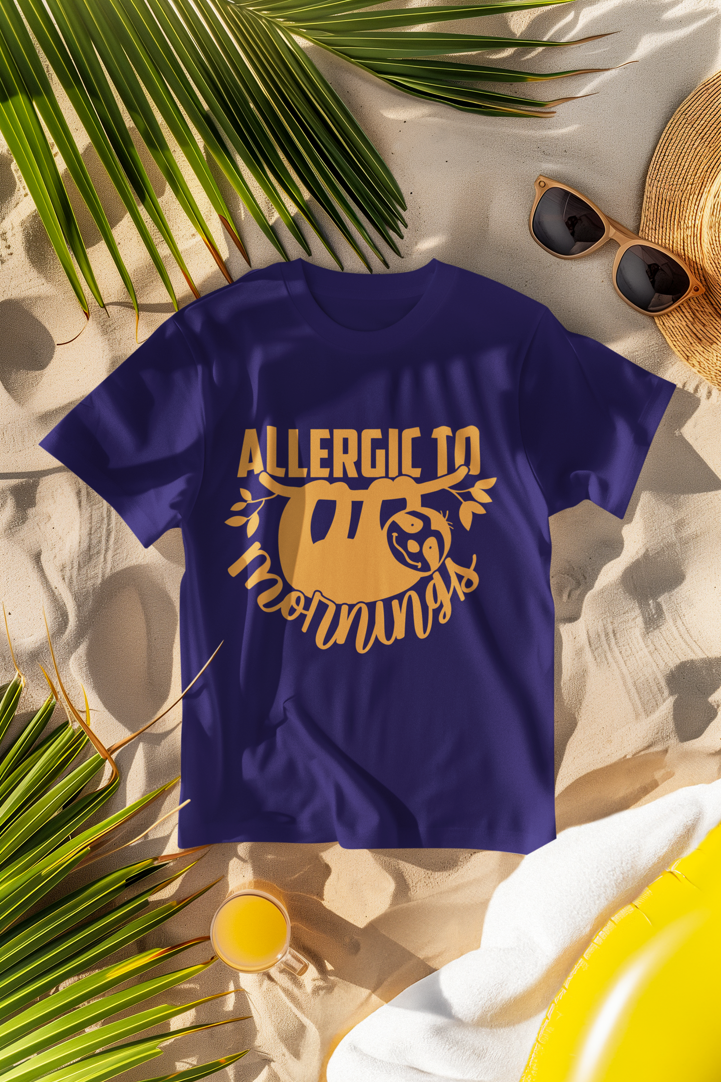 Regular Fit Classic Fit Allergic to Mornings T-Shirt Men Purple