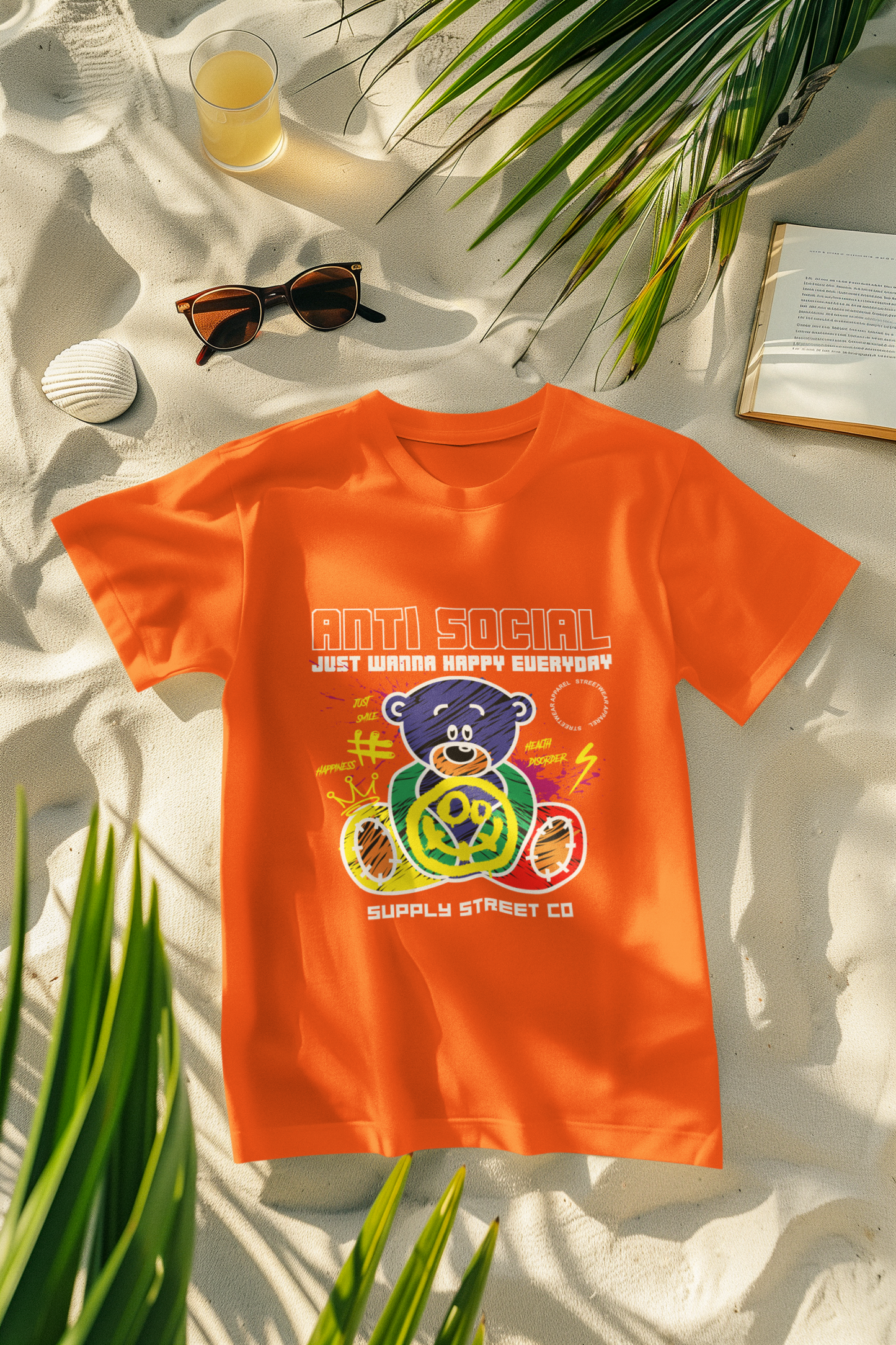 Regular Fit Classic Fit Anti Social Orange T-Shirt Men