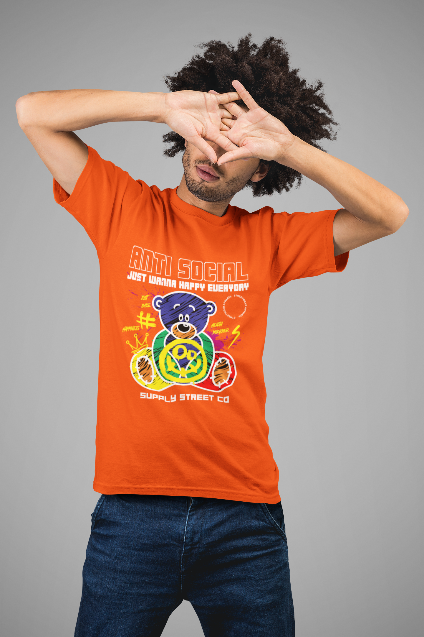 Regular Fit Classic Fit Anti Social Orange T-Shirt Men