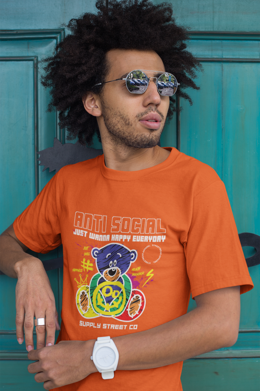 Regular Fit Classic Fit Anti Social Orange T-Shirt Men
