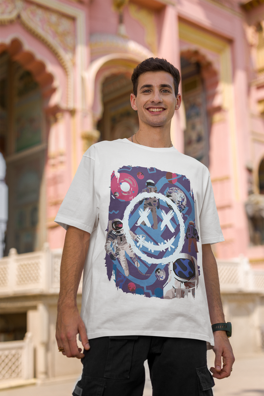 Oversized Extended Neck Astronaut T-Shirt White