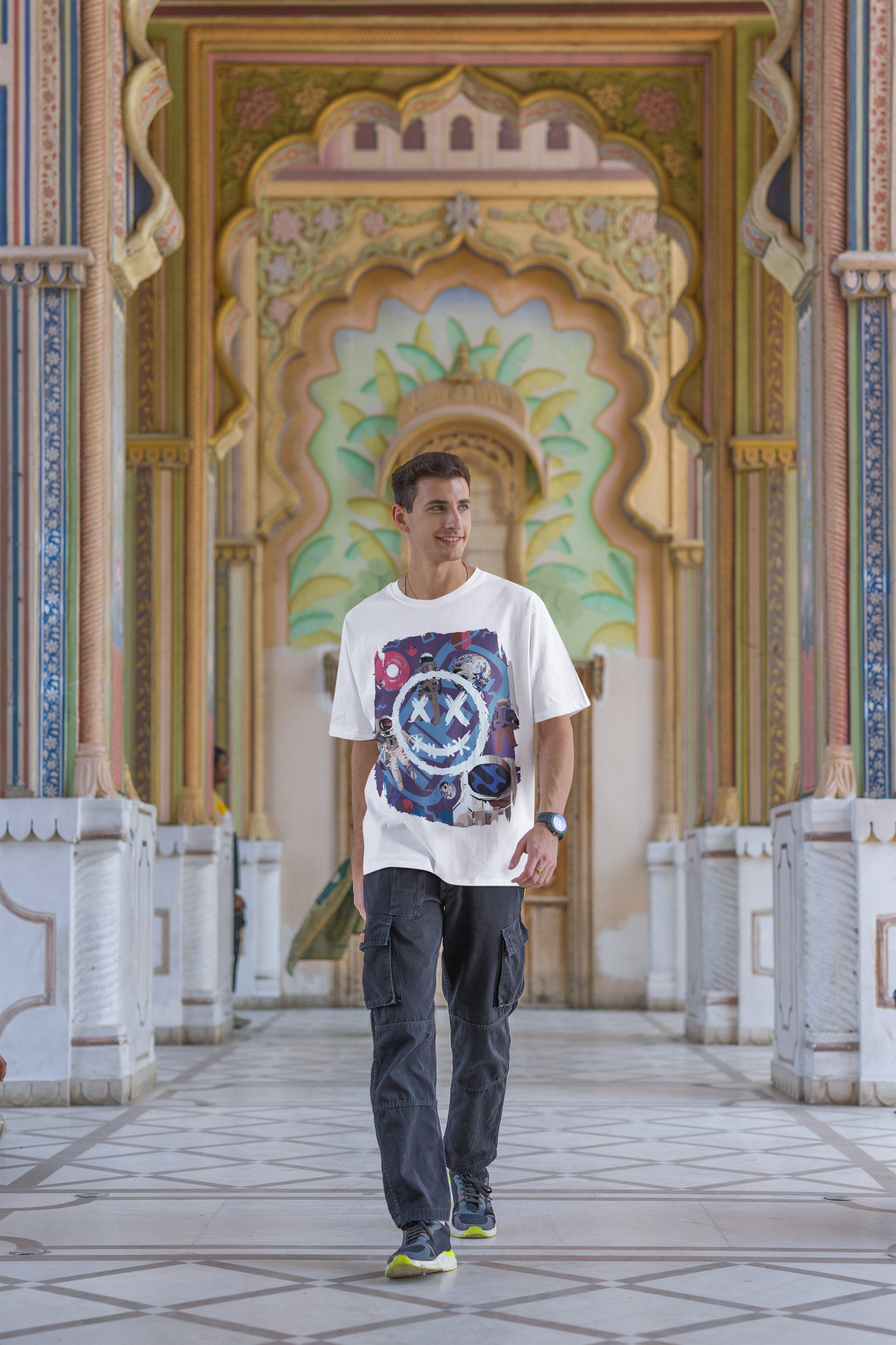 Oversized Extended Neck Astronaut T-Shirt White