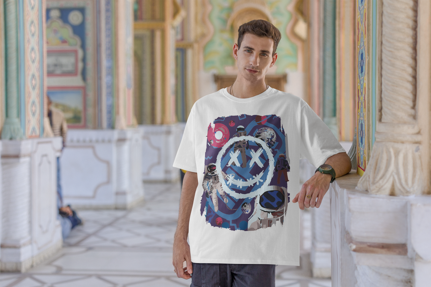 Oversized Extended Neck Astronaut T-Shirt White