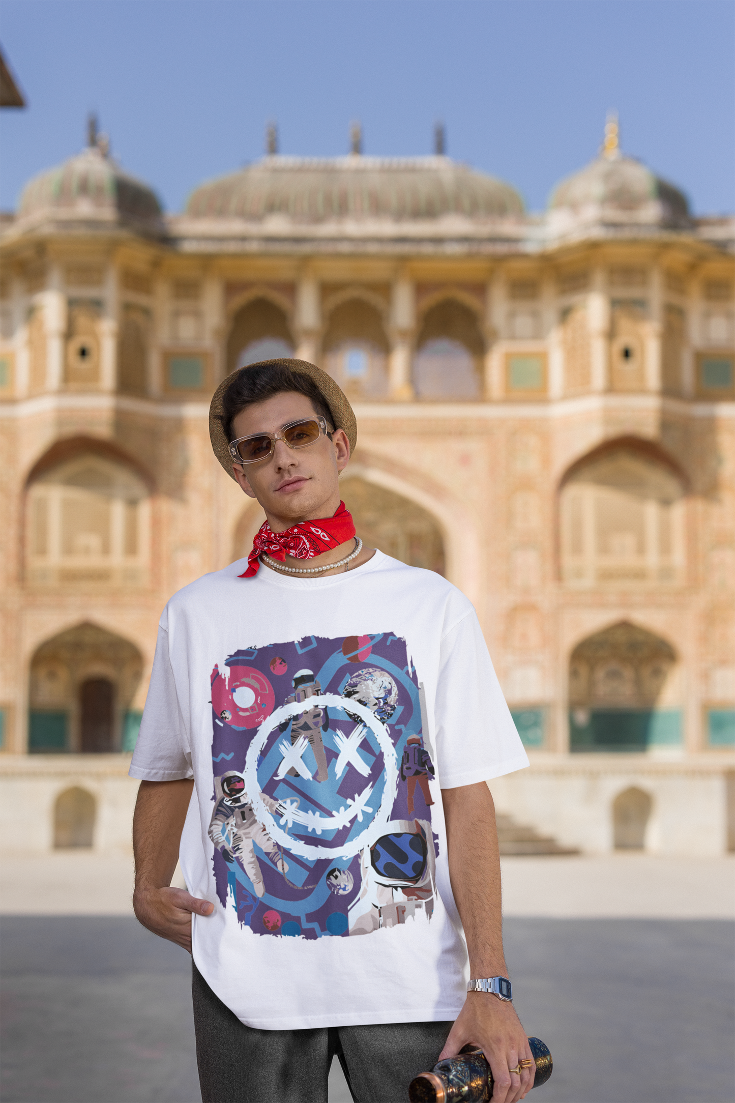 Oversized Extended Neck Astronaut T-Shirt White