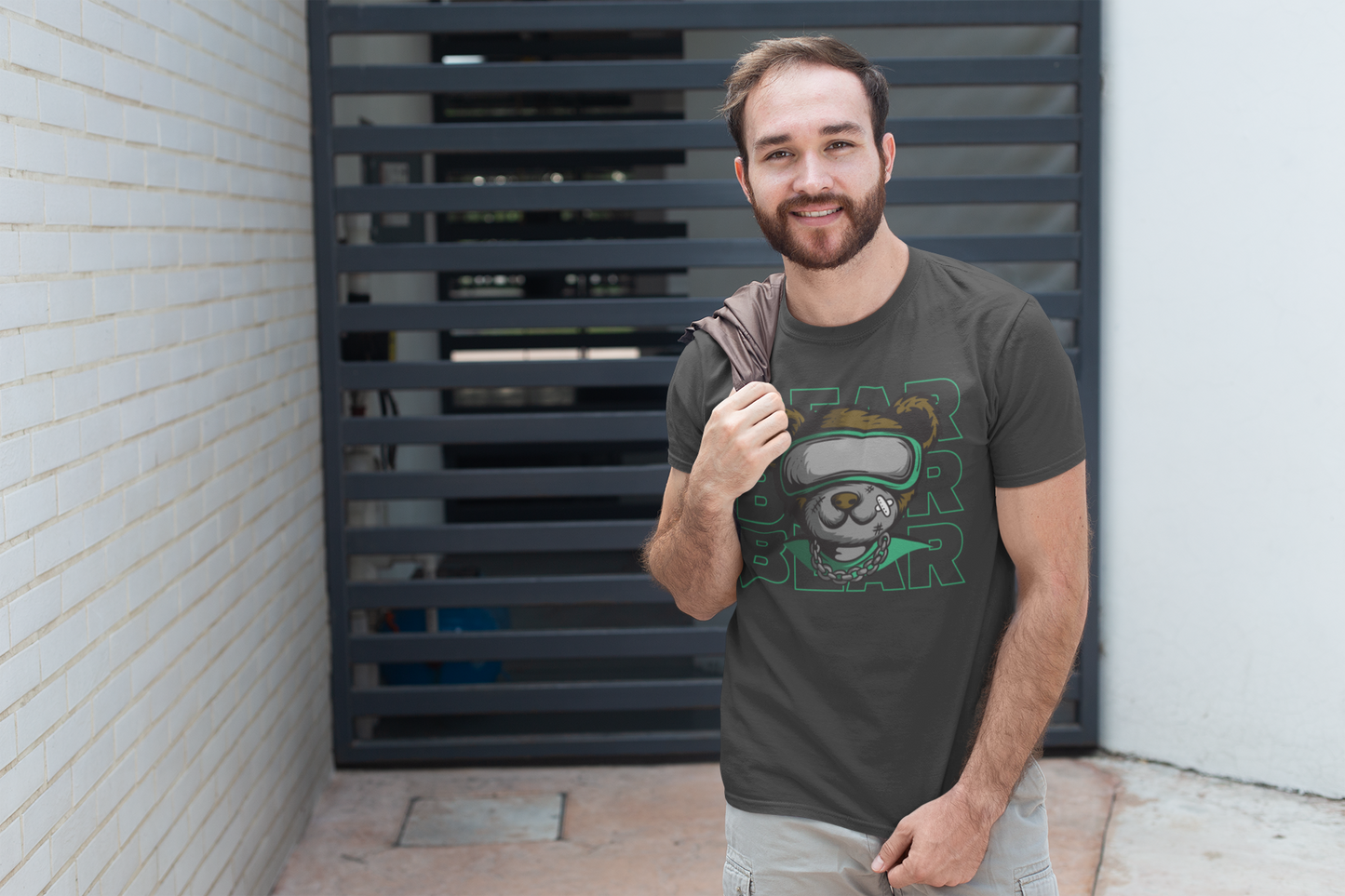 Regular Fit Classic Fit Bear Grey T-Shirt Men