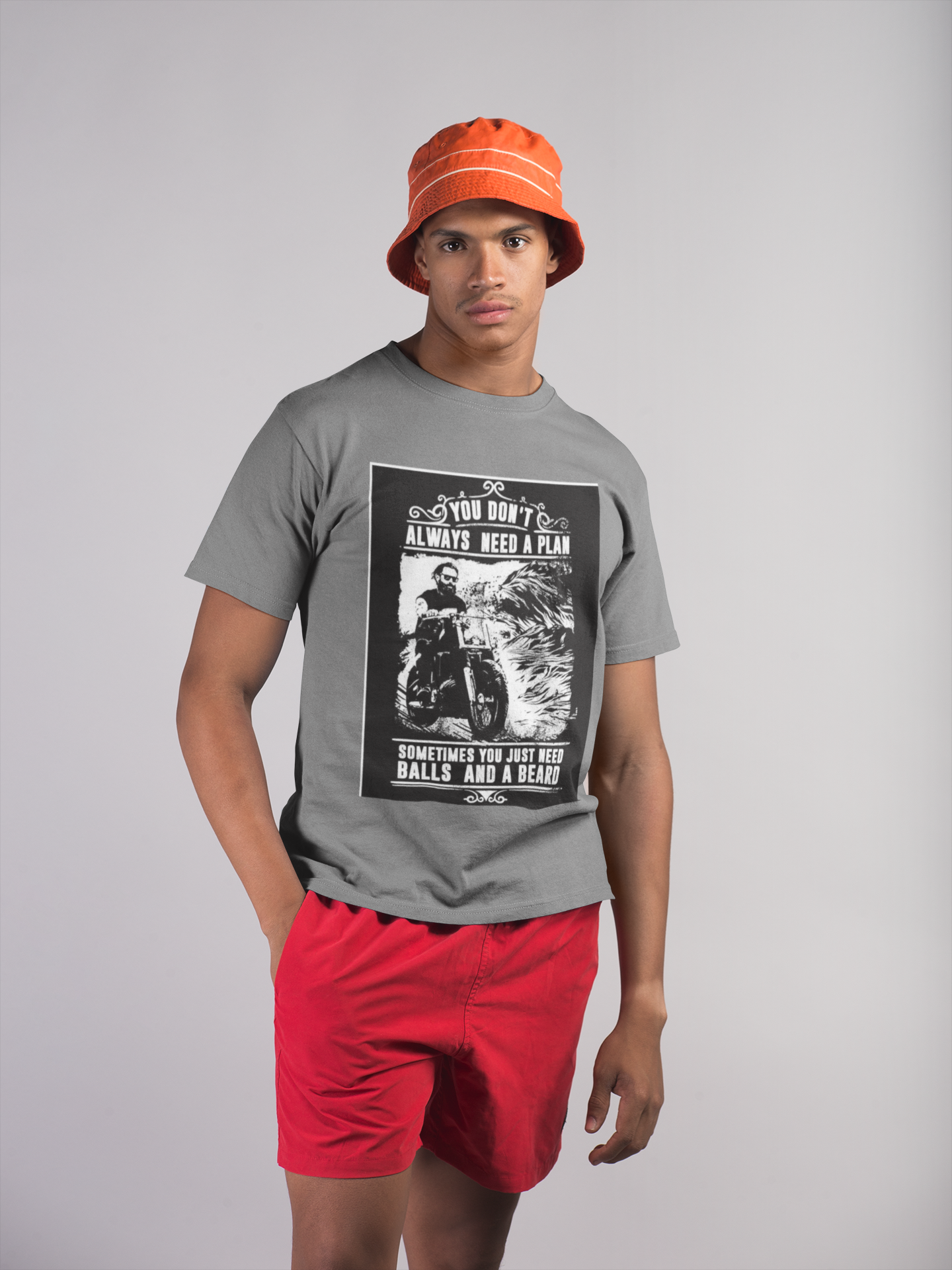 Regular Fit Classic Fit Beard & Balls T-Shirt Men Grey