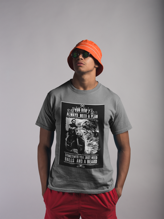 Regular Fit Classic Fit Beard & Balls T-Shirt Men Grey