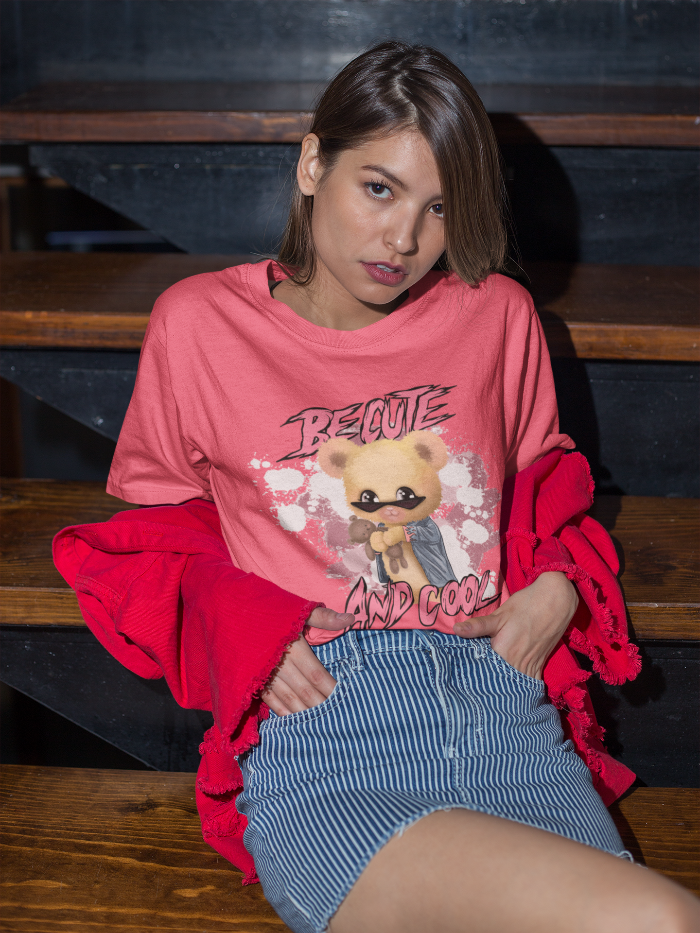 Regular Fit Classic Fit Be Cute Pink T-Shirt Women