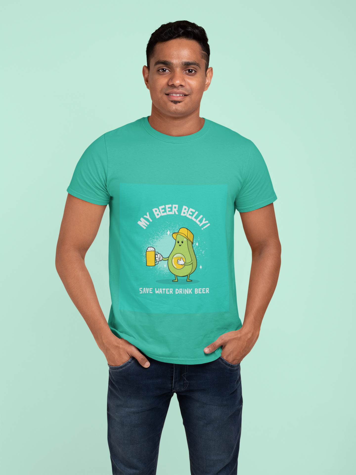 Regular Fit Classic Fit Beer Belly T-Shirt Men Green