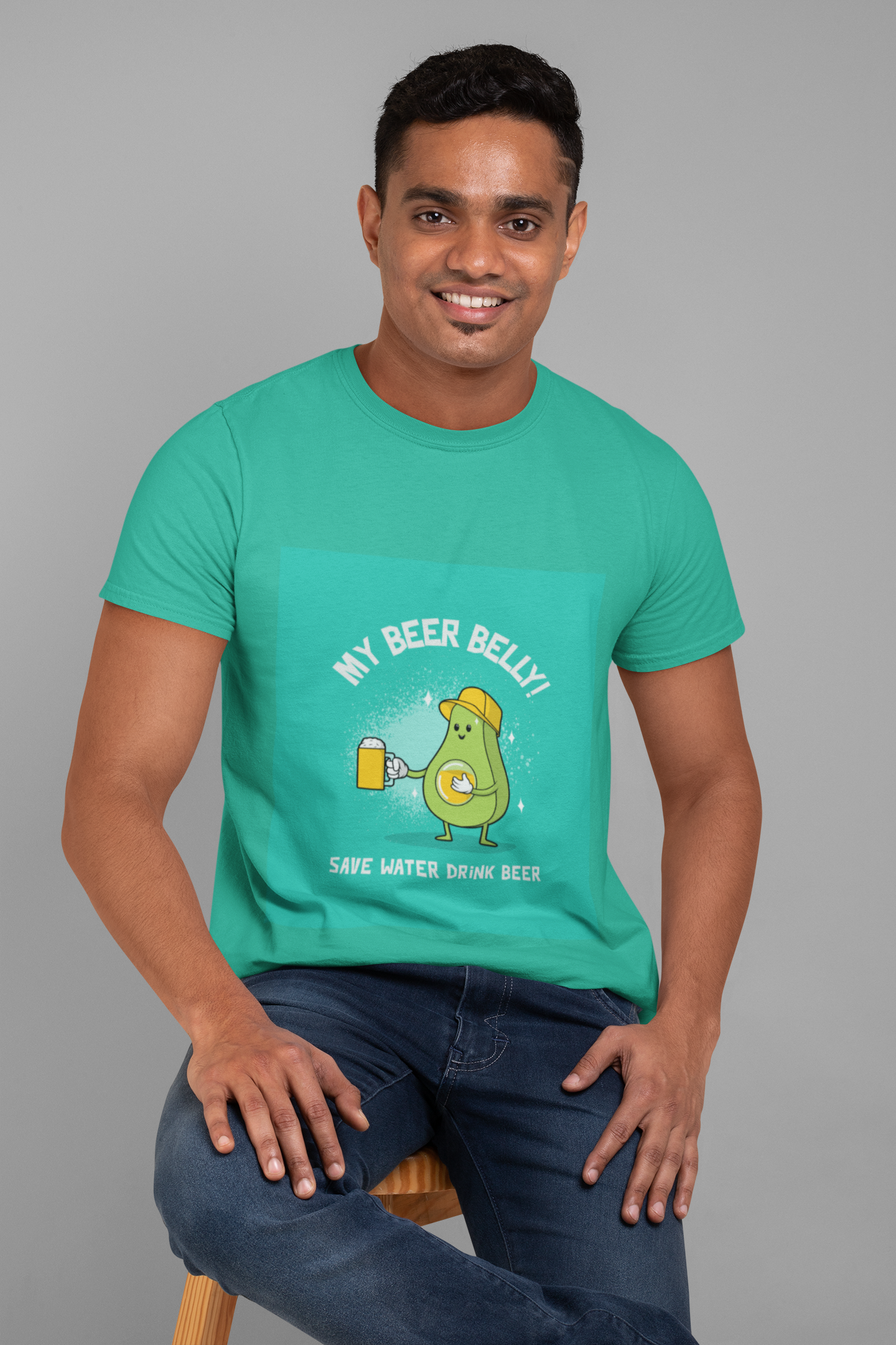 Regular Fit Classic Fit Beer Belly T-Shirt Men Green