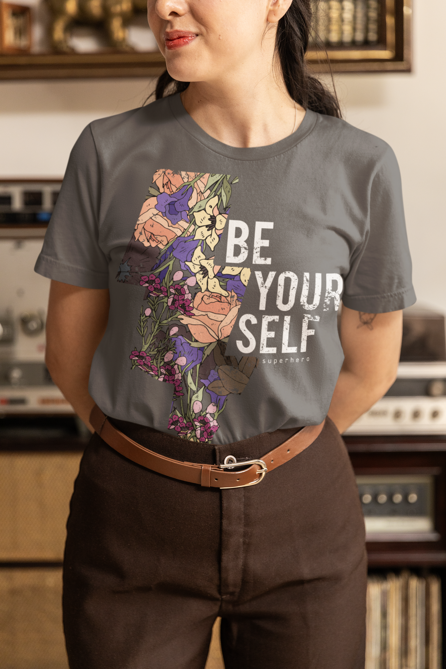 Regular Fit Classic Fit Be Yourself T-Shirt Women Grey