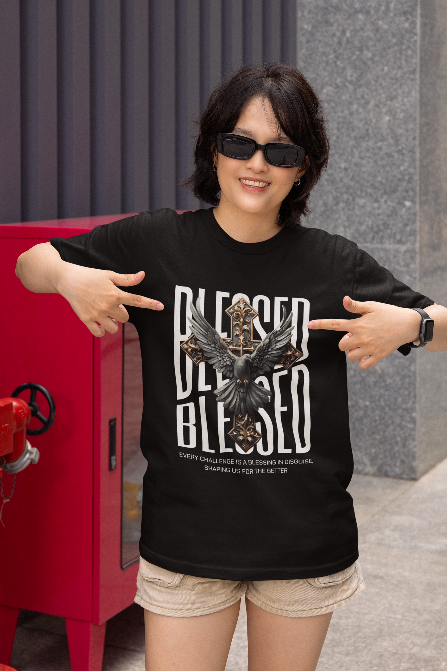 Regular Fit Classic Fit Blessed Black T-Shirt Women