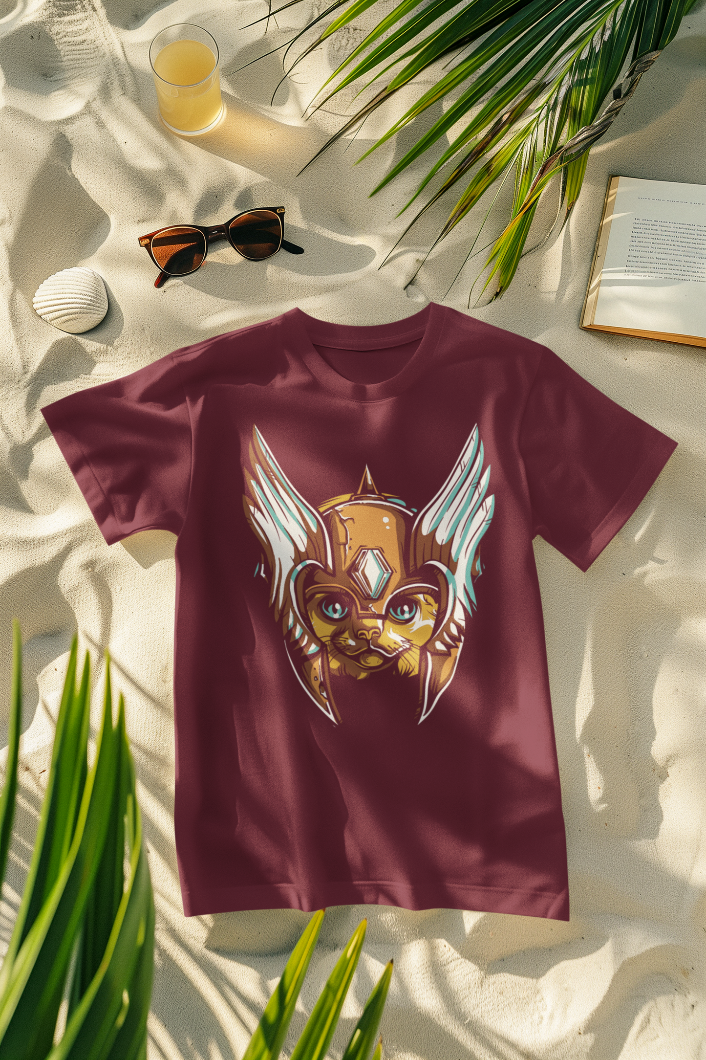 Regular Fit Classic Fit Cat Warrior T-Shirt Women Maroon