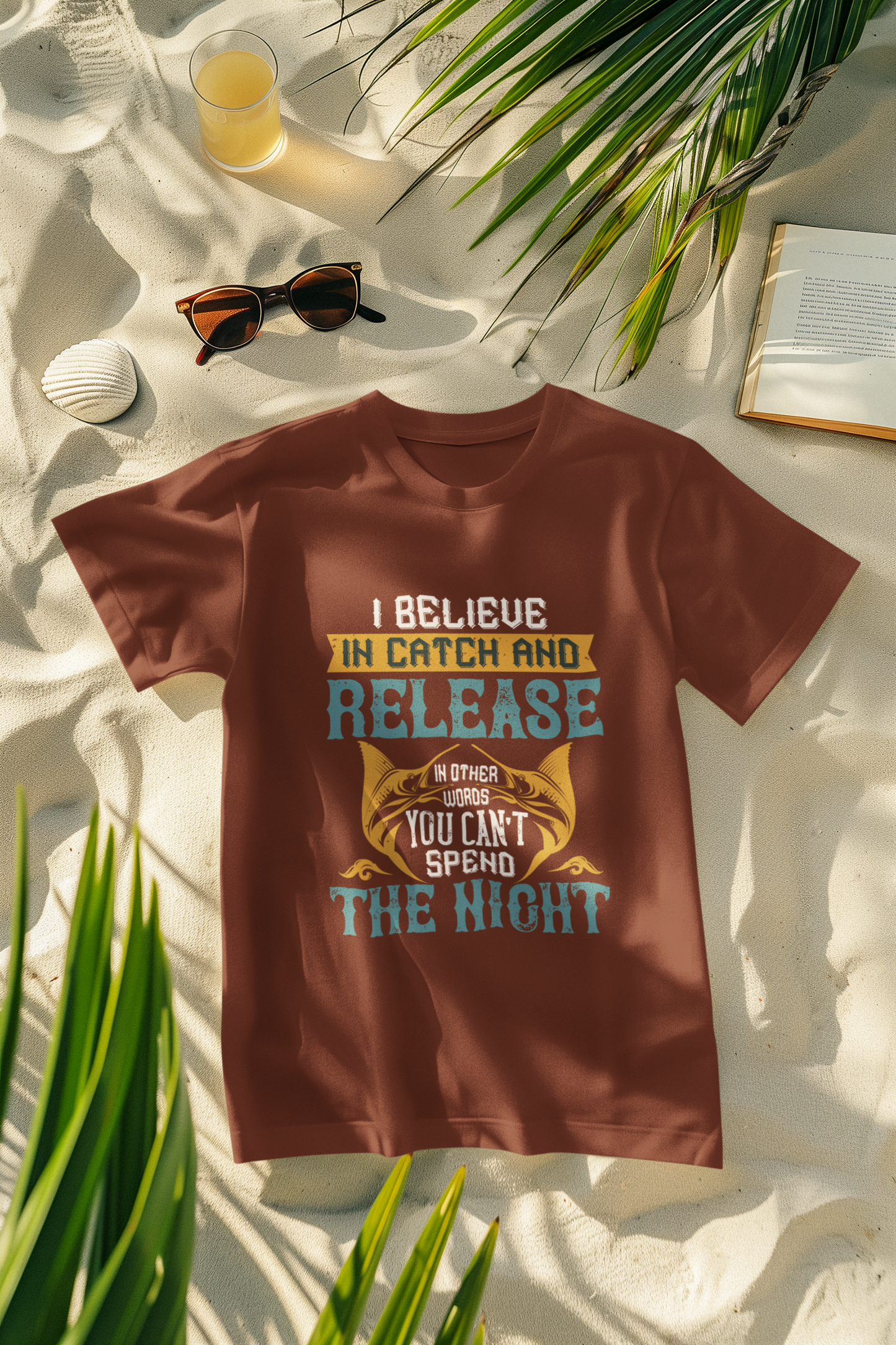 Oversized Extended Neck Catch & Release T-Shirt Brown