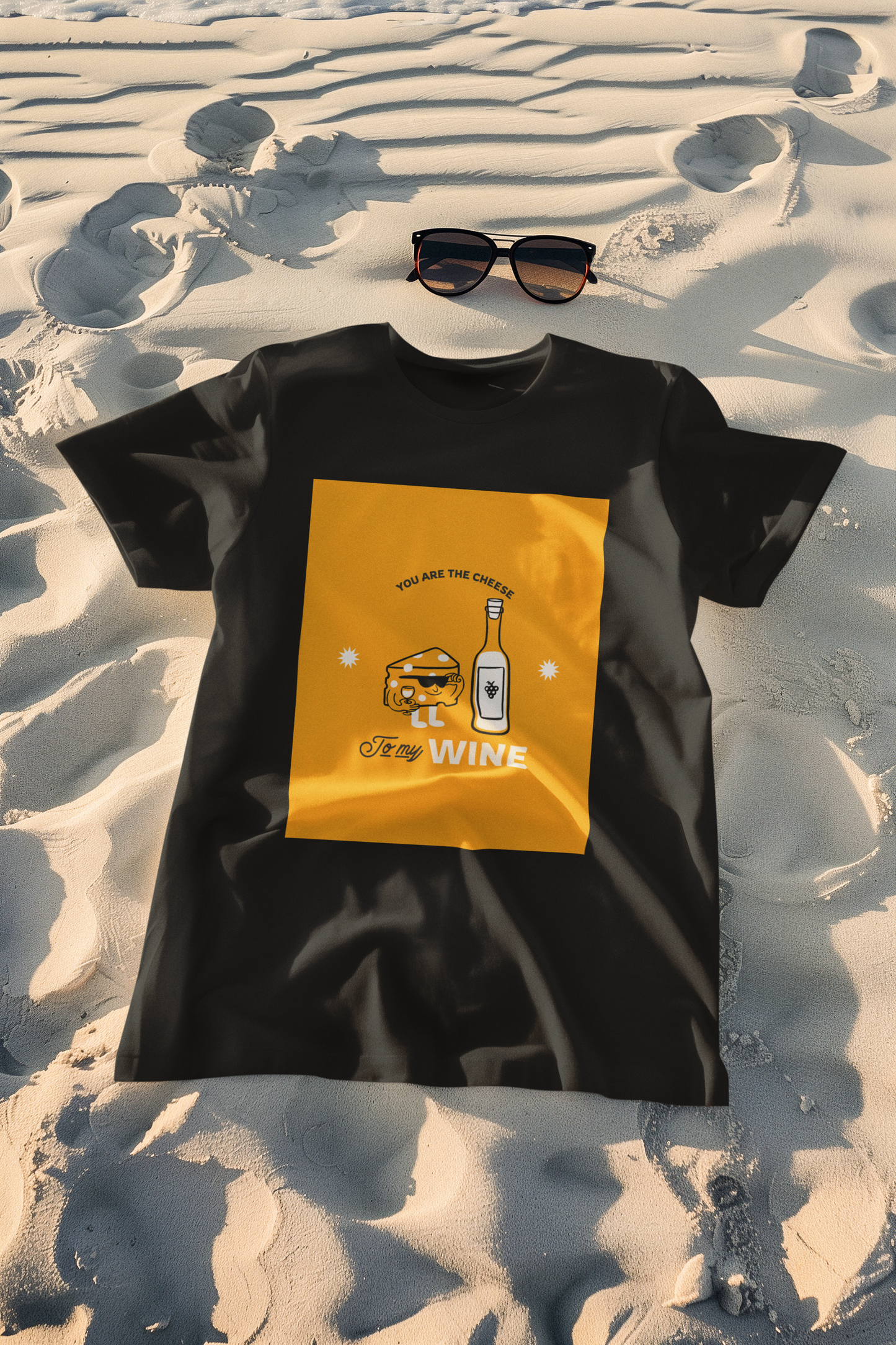 Regular Fit Classic Fit Cheese & Wine T-Shirt Men Black