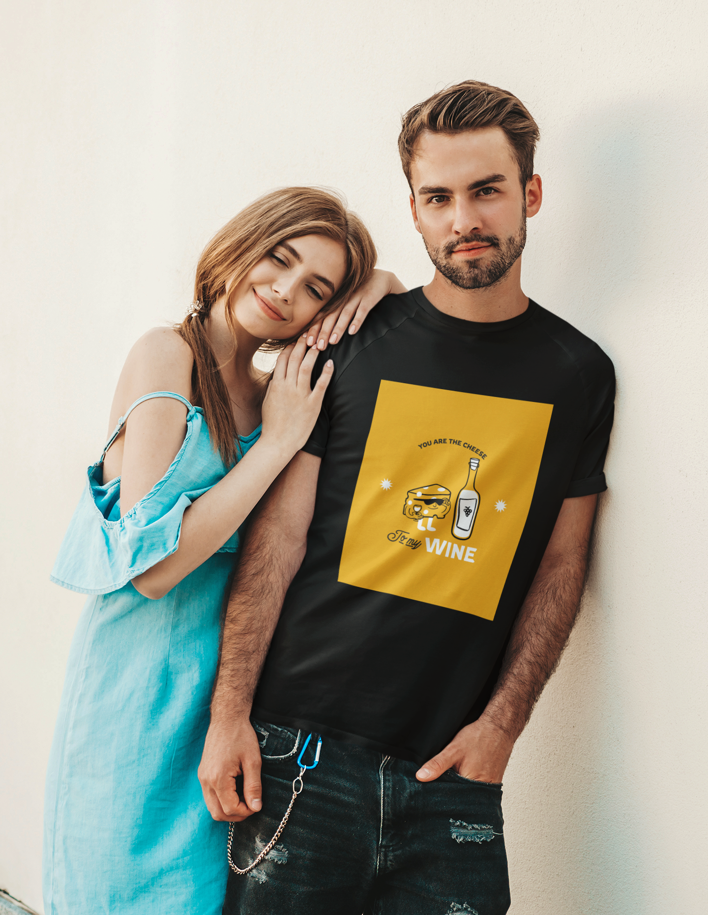 Regular Fit Classic Fit Cheese & Wine T-Shirt Men Black