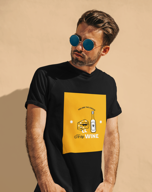 Regular Fit Classic Fit Cheese & Wine T-Shirt Men Black