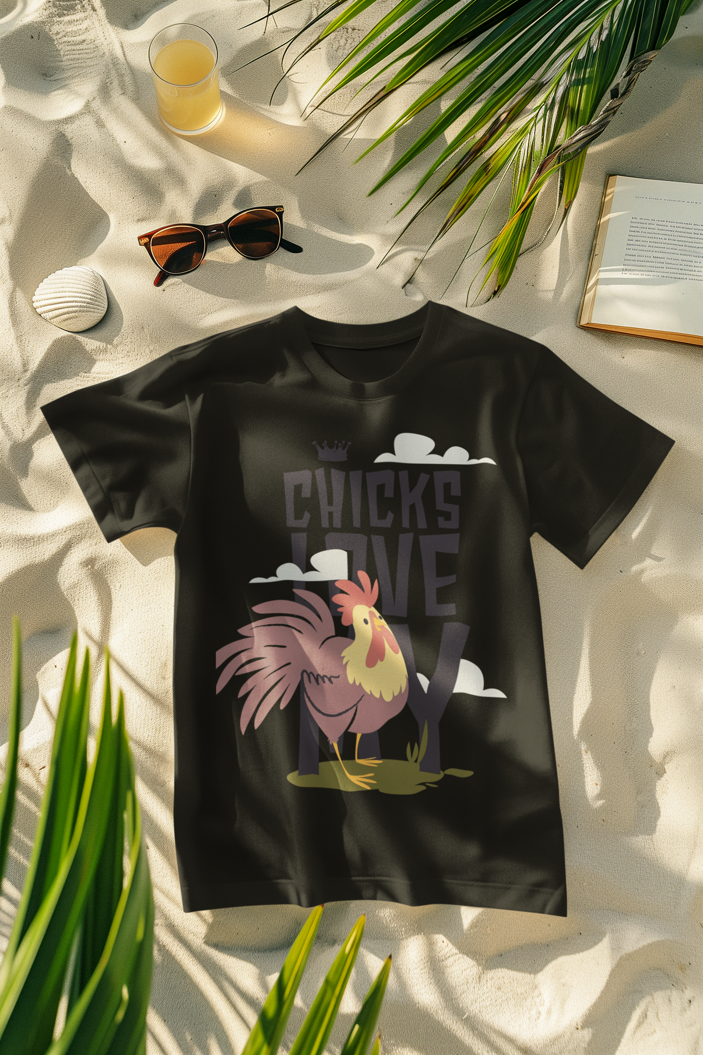 Regular Fit Classic Fit Chicks Love T-Shirt Men Black