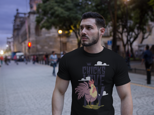 Regular Fit Classic Fit Chicks Love T-Shirt Men Black