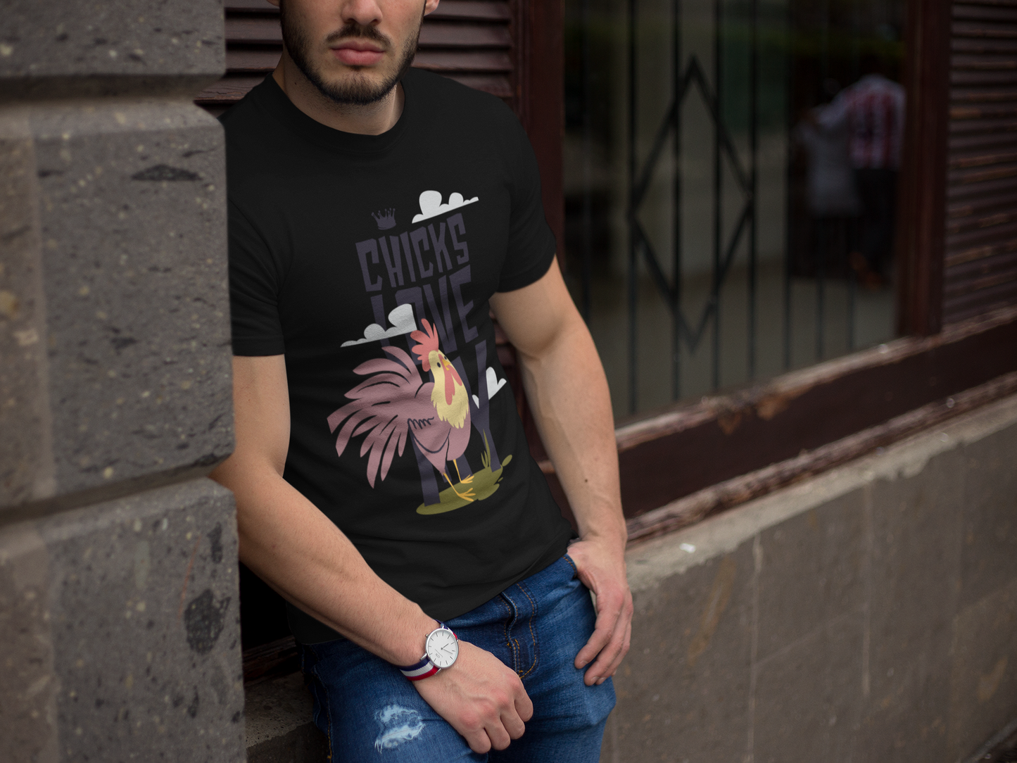 Regular Fit Classic Fit Chicks Love T-Shirt Men Black