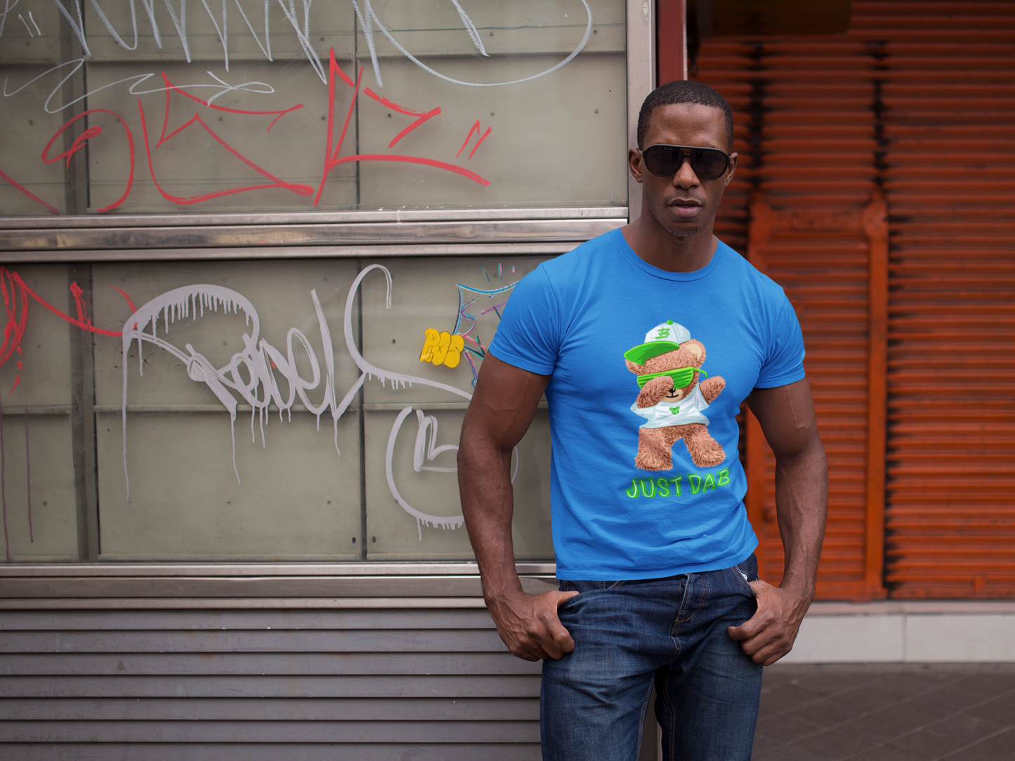 Regular Fit Classic Fit Dab Bear Blue T-Shirt Men