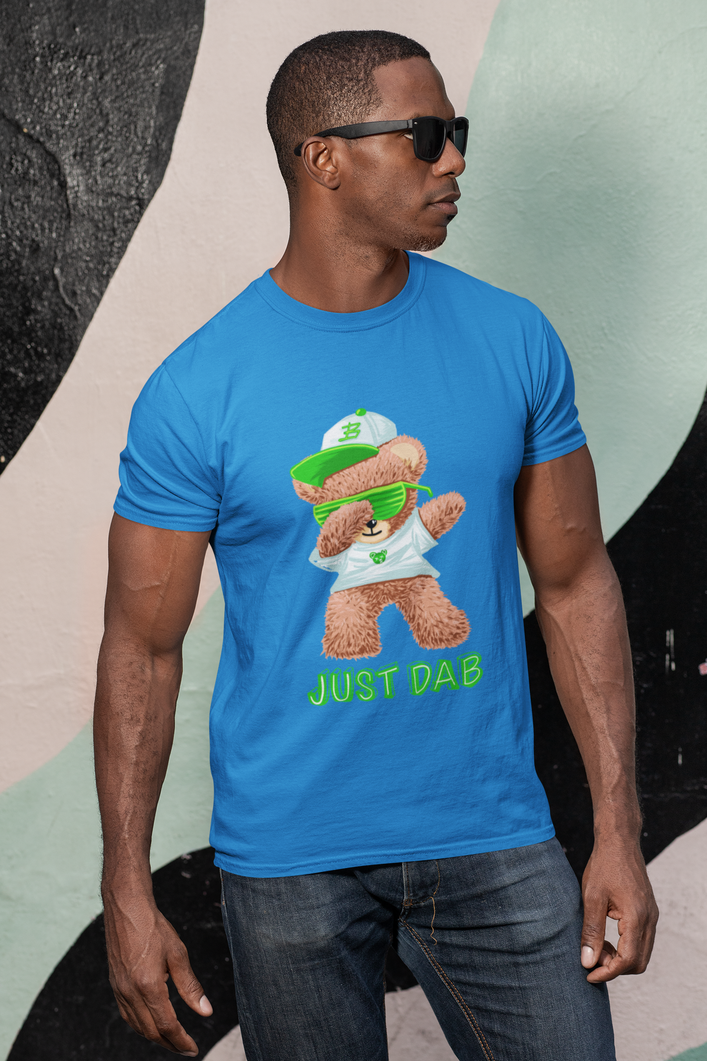 Regular Fit Classic Fit Dab Bear Blue T-Shirt Men