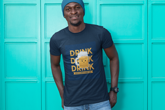 Regular Fit Classic Fit Drink Drink T-Shirt Men Blue