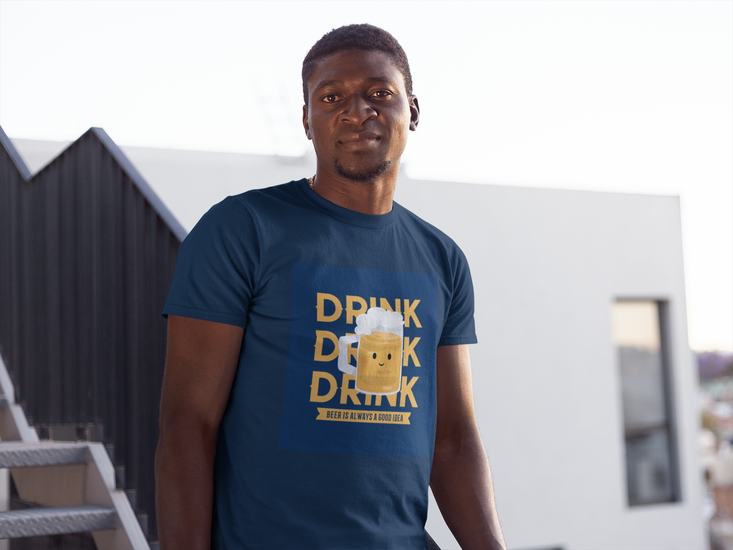 Regular Fit Classic Fit Drink Drink T-Shirt Men Blue