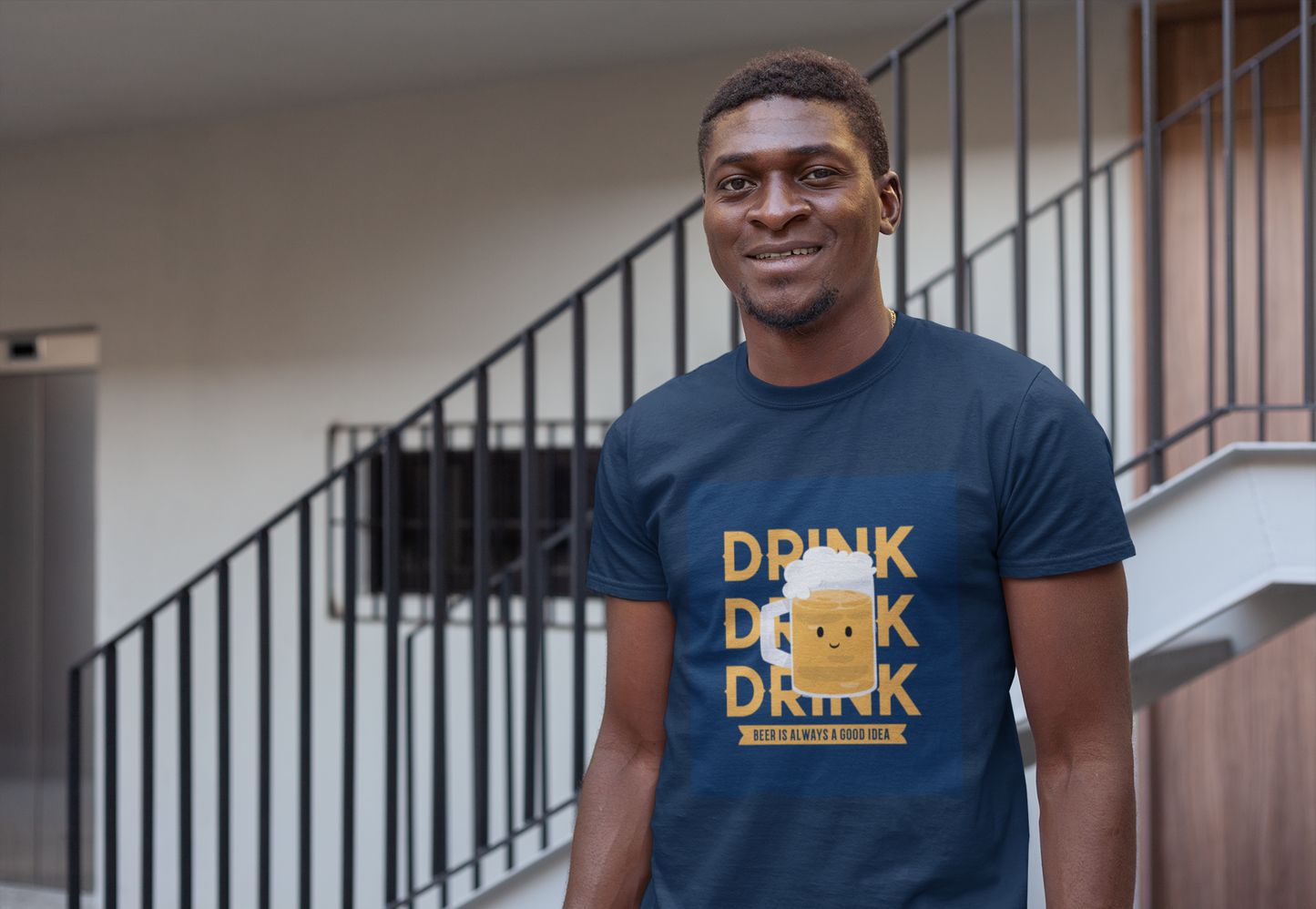 Regular Fit Classic Fit Drink Drink T-Shirt Men Blue