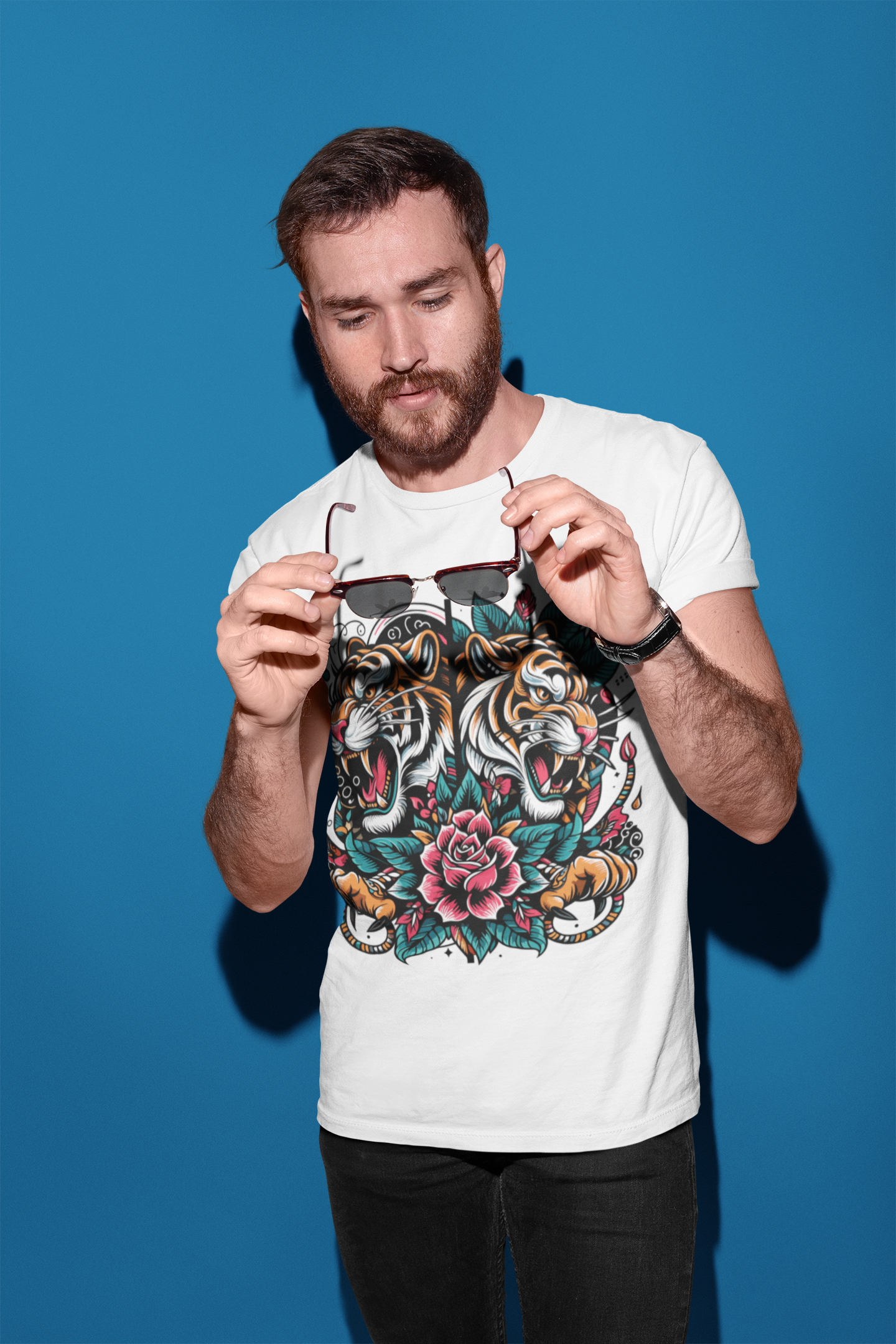 Regular Fit Classic Fit El Tigre White T-Shirt Men