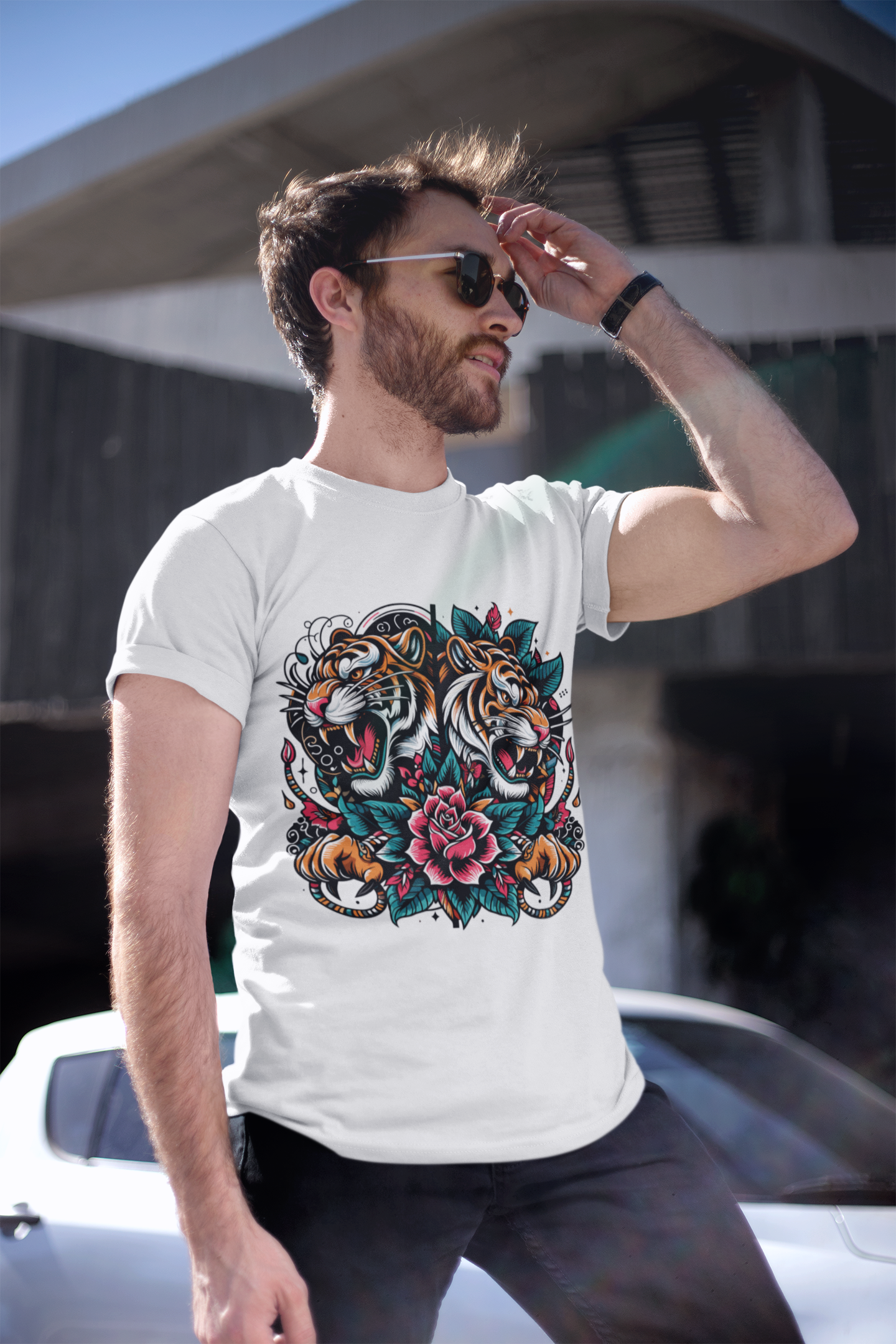 Regular Fit Classic Fit El Tigre White T-Shirt Men