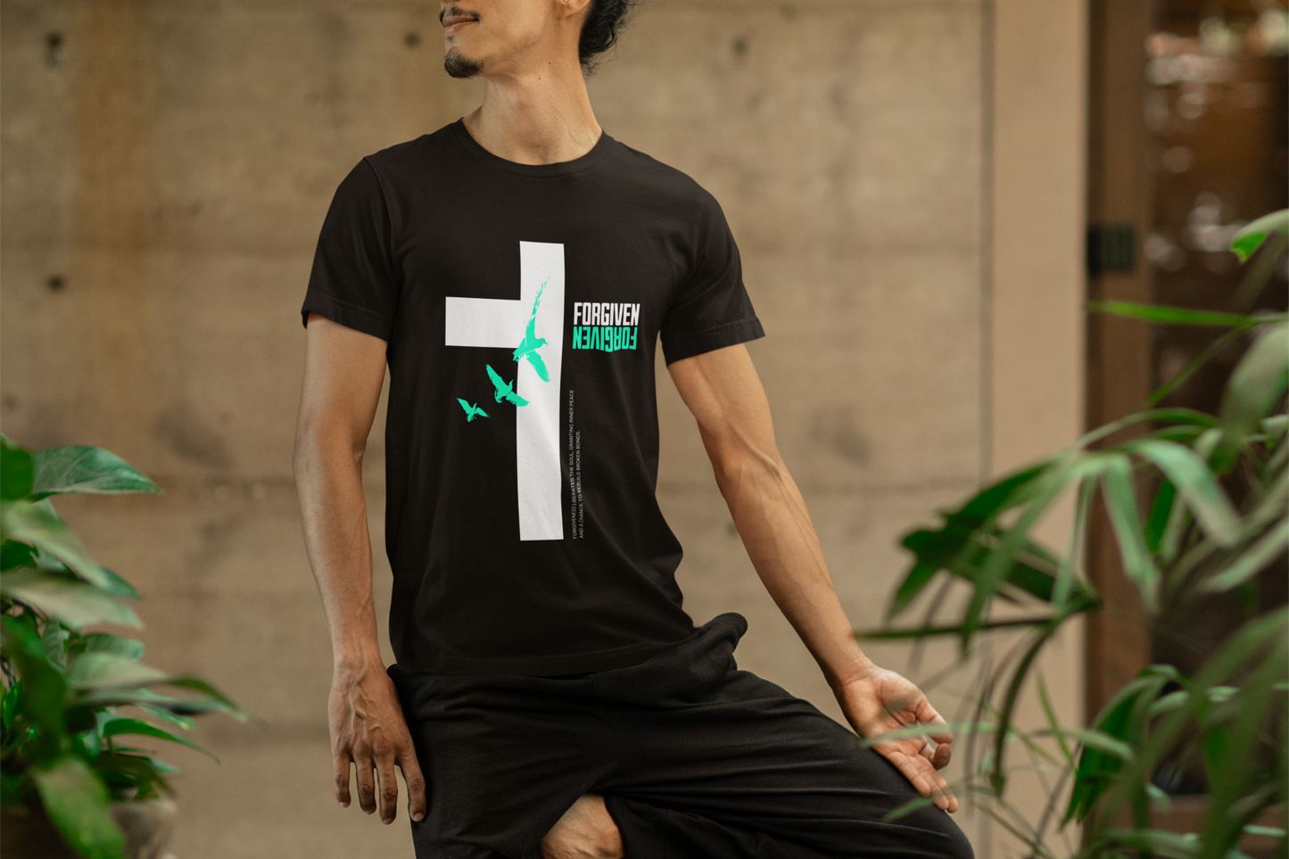 Regular Fit Classic Fit Forgive Black T-Shirt Men