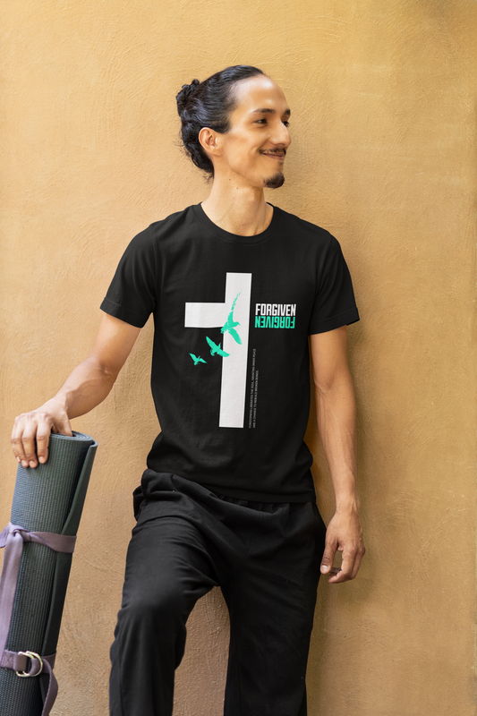 Regular Fit Classic Fit Forgive Black T-Shirt Men