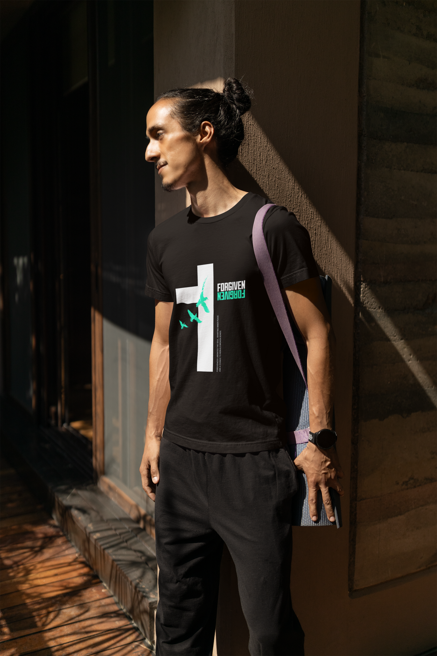 Regular Fit Classic Fit Forgive Black T-Shirt Men