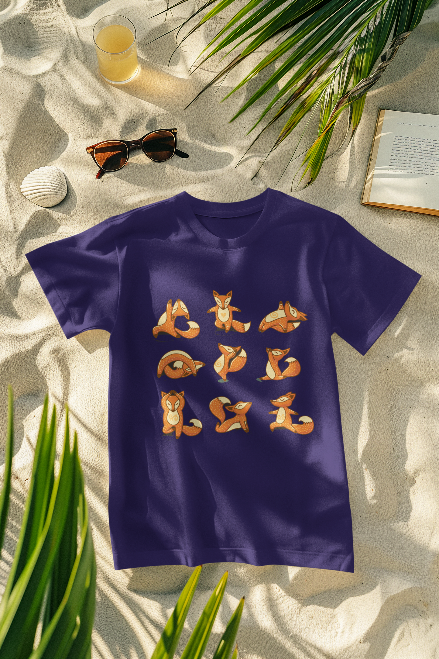 Regular Fit Classic Fit Fox Yoga T-Shirt Women Purple