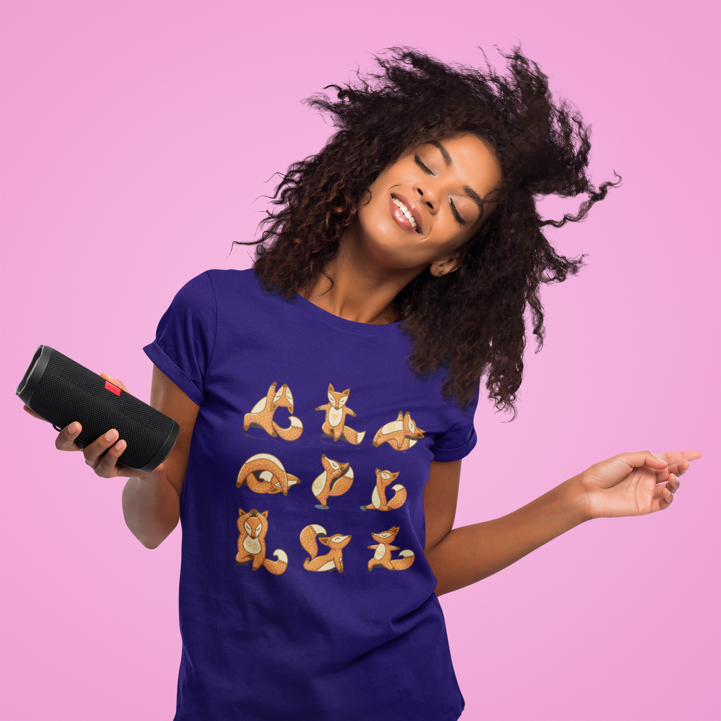 Regular Fit Classic Fit Fox Yoga T-Shirt Women Purple