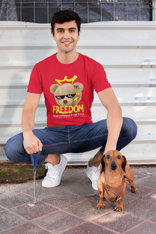 Regular Fit Classic Fit Freedom Red T-Shirt Men