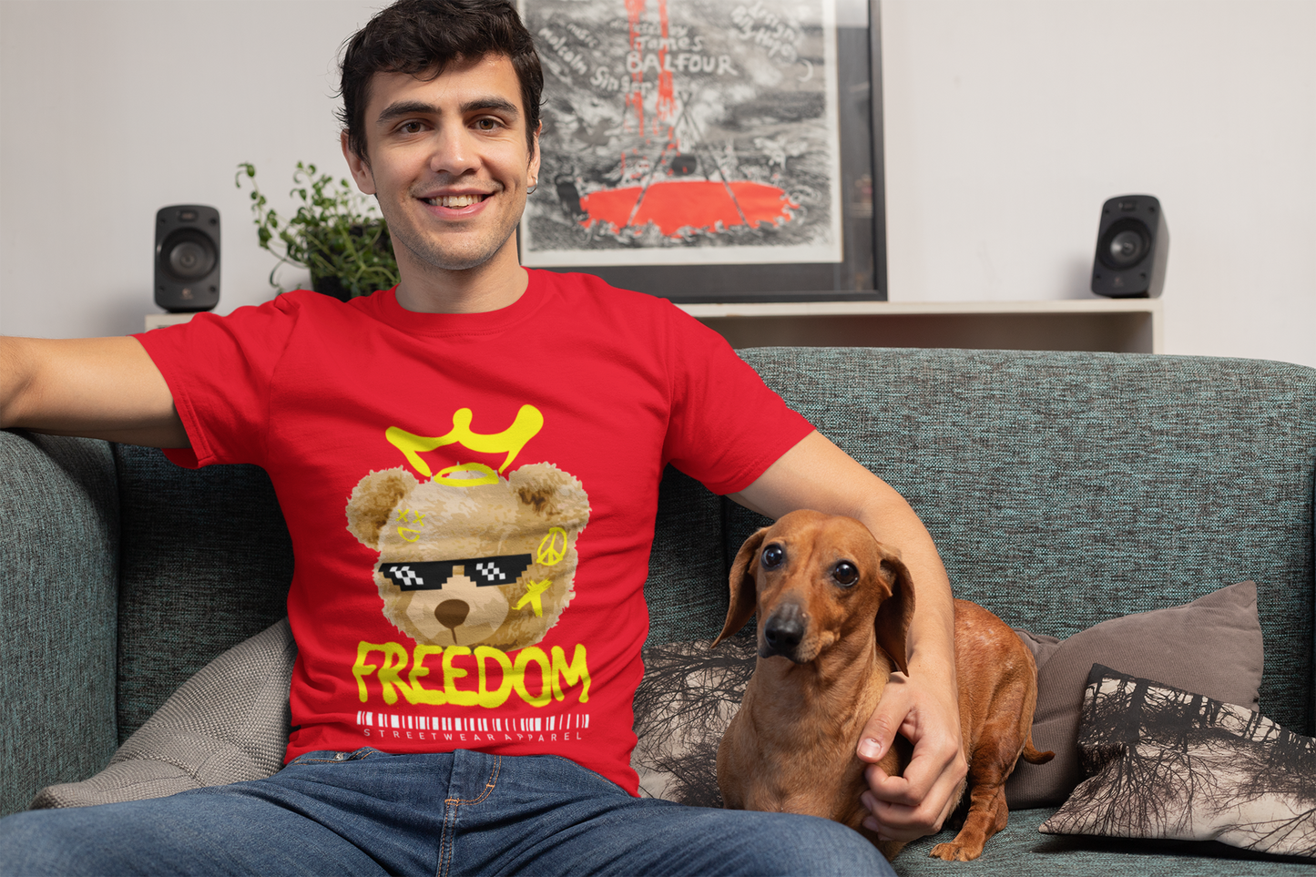 Regular Fit Classic Fit Freedom Red T-Shirt Men