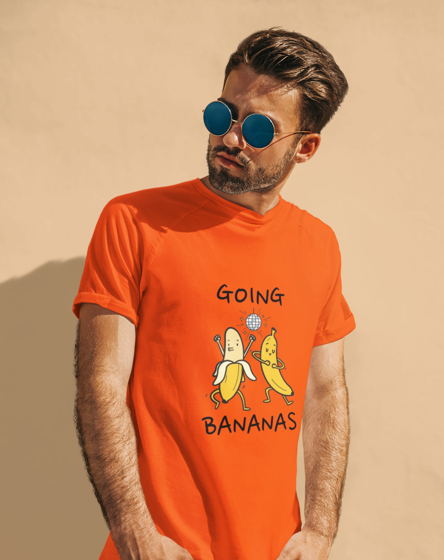 Regular Fit Classic Fit Going Bananas T-Shirt Men Orange