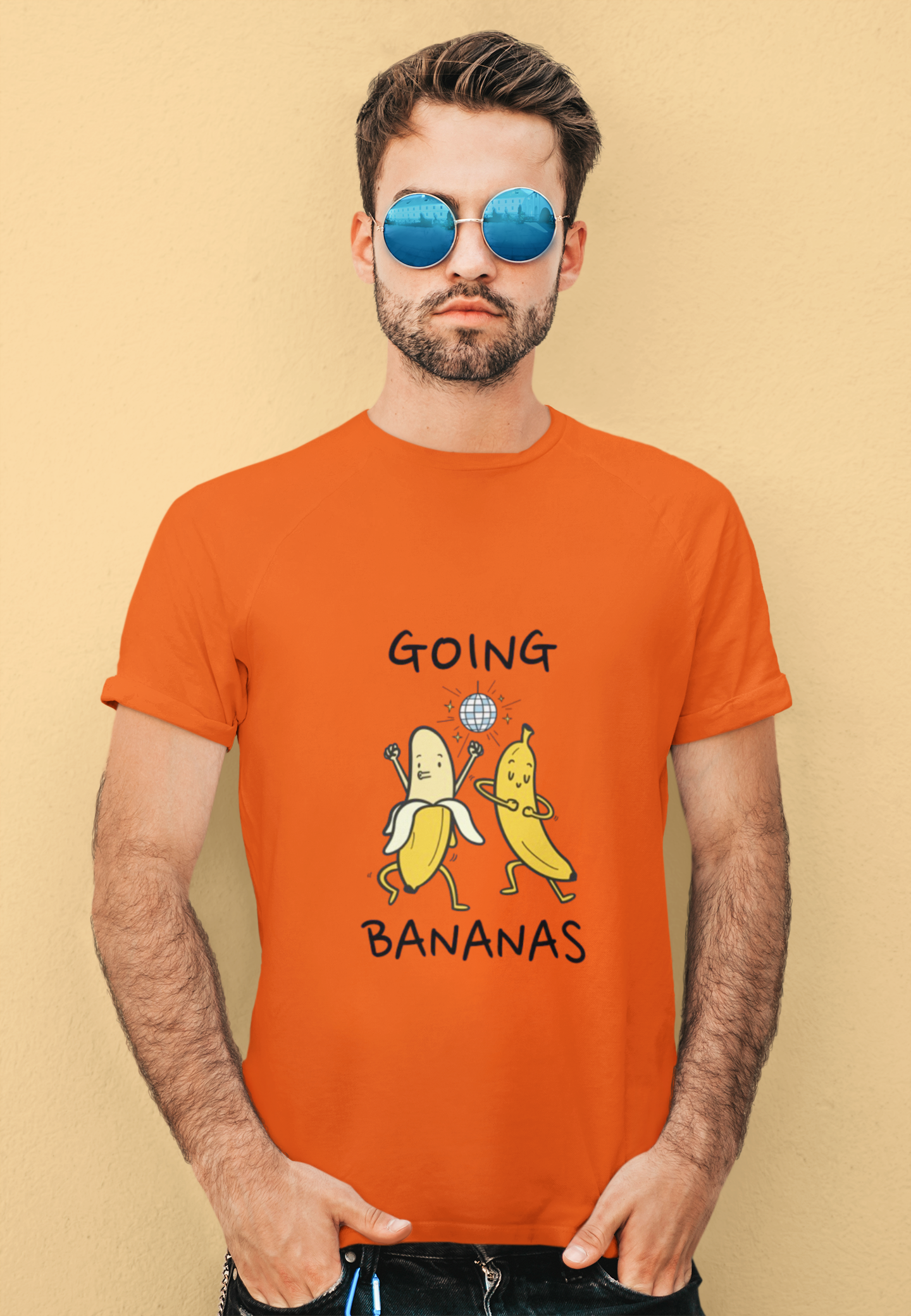 Regular Fit Classic Fit Going Bananas T-Shirt Men Orange