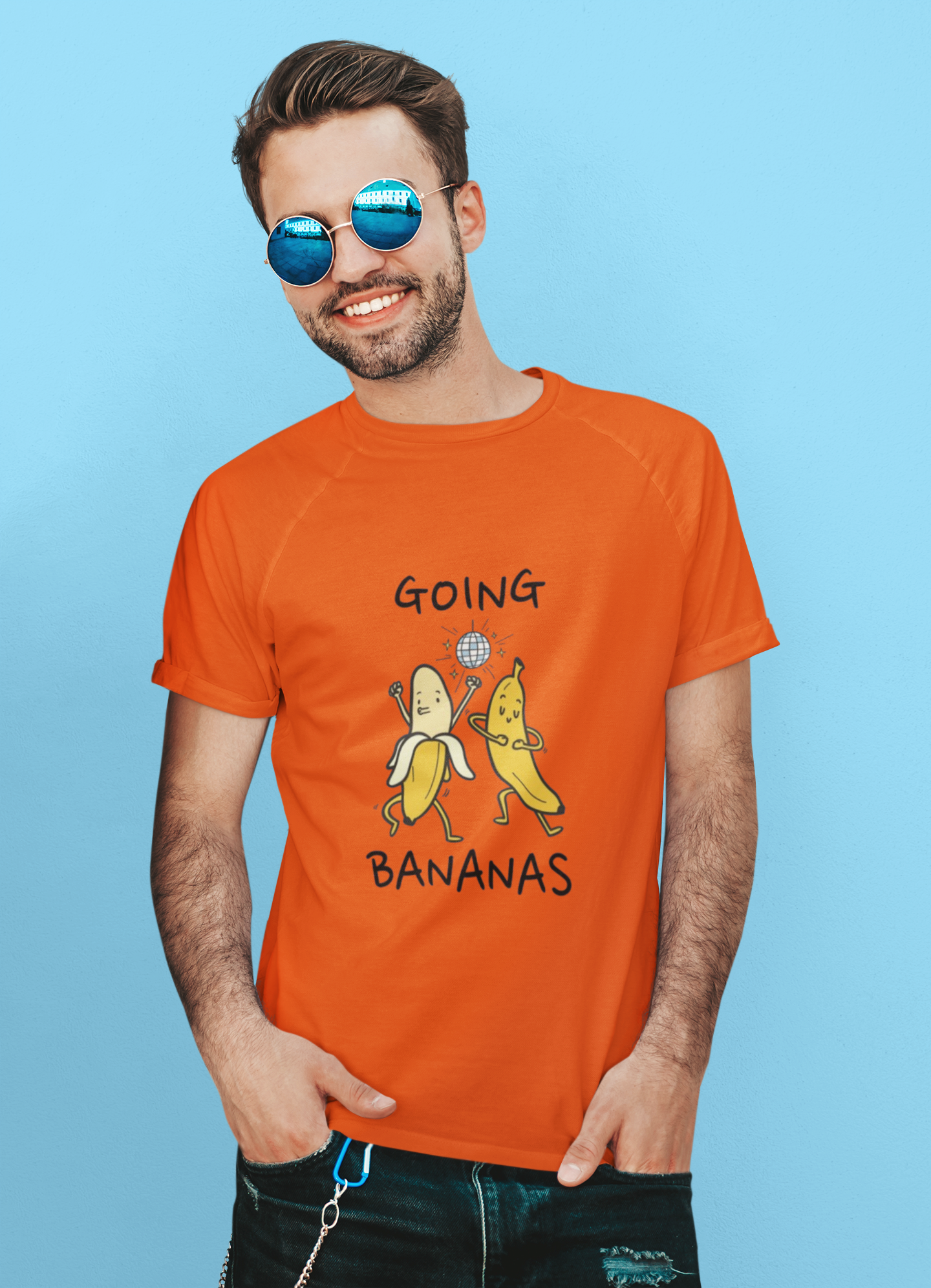 Regular Fit Classic Fit Going Bananas T-Shirt Men Orange