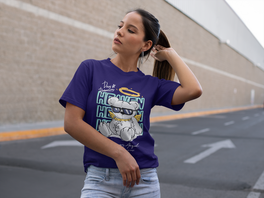 Regular Fit Classic Fit Heaven Bear Purple T-Shirt Women
