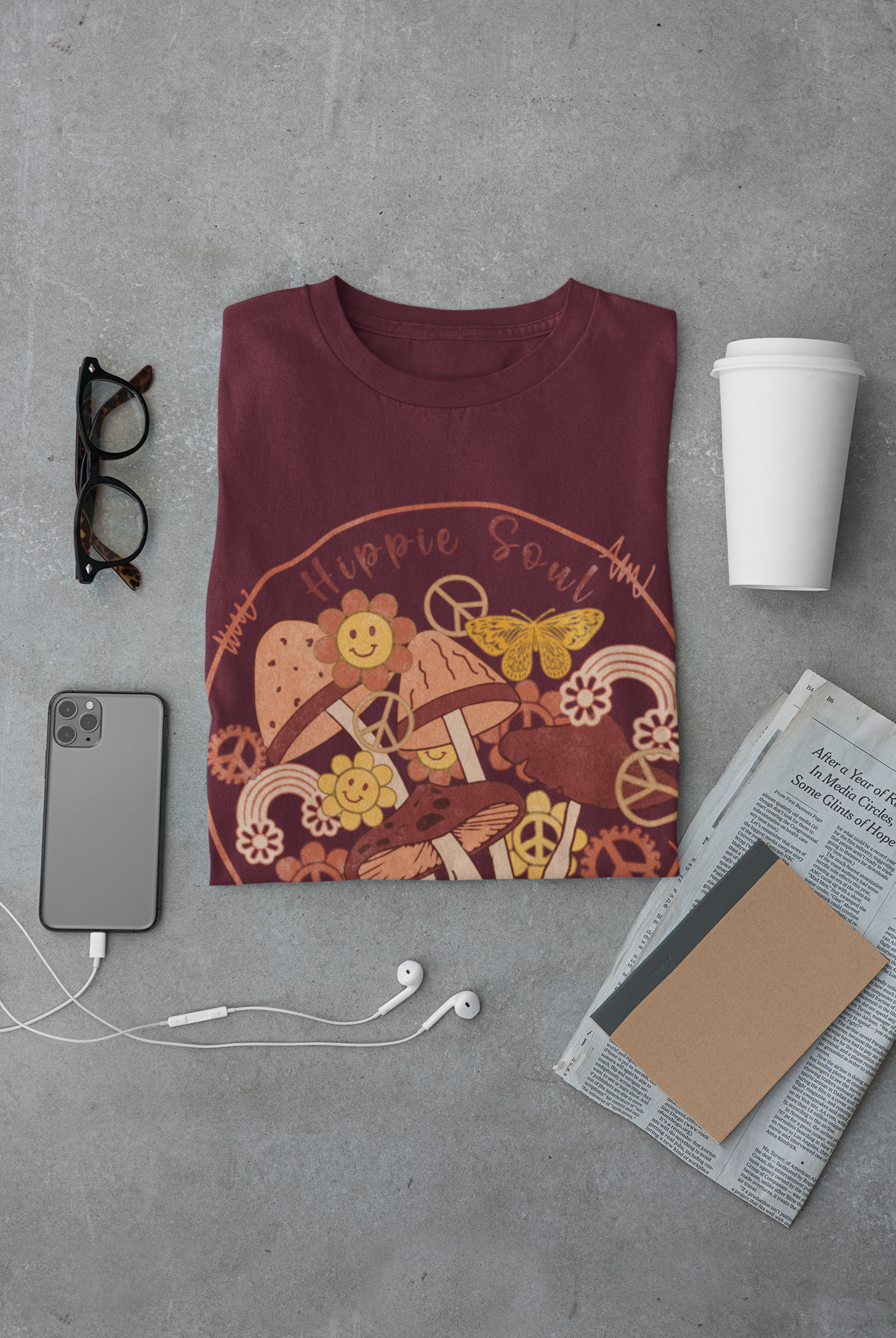 Regular Fit Classic Fit Hippy Soul Maroon T-Shirt Women
