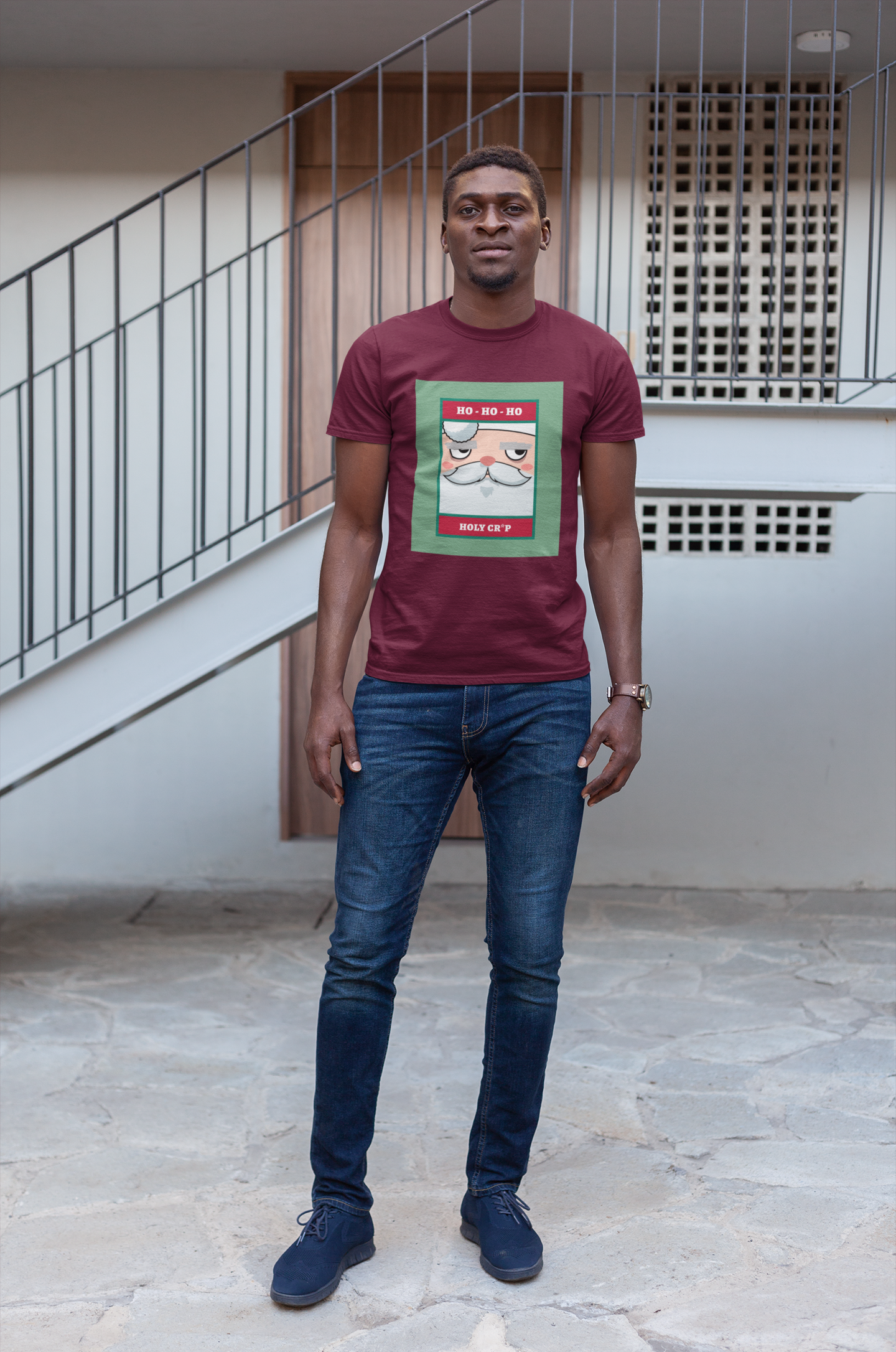 Regular Fit Classic Fit Ho Ho Holy Sh** T-Shirt Men Maroon