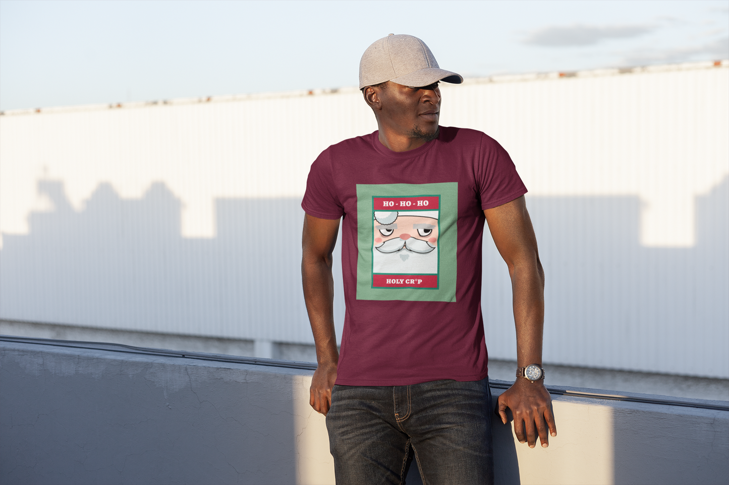 Regular Fit Classic Fit Ho Ho Holy Sh** T-Shirt Men Maroon