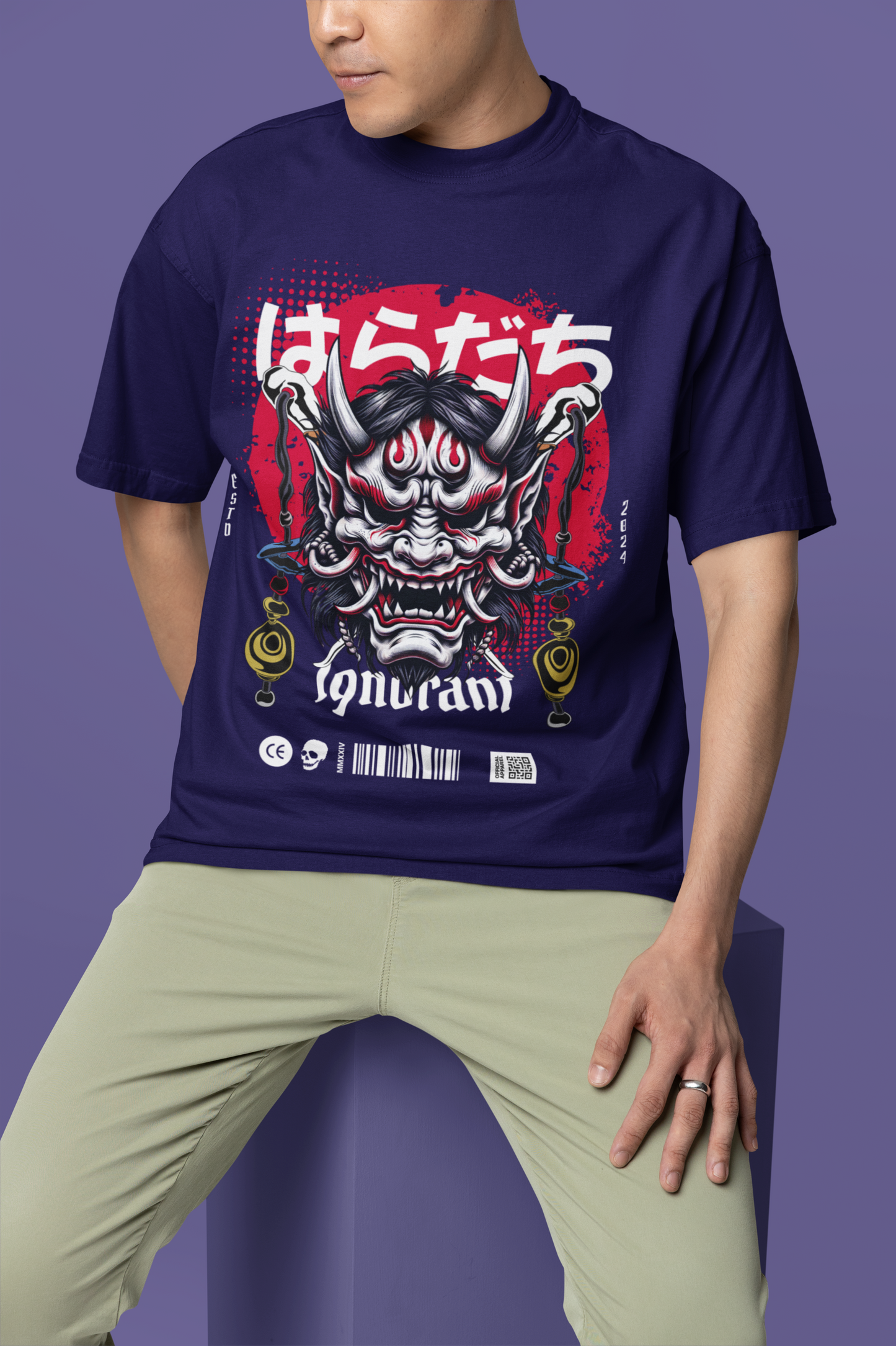 Oversized Extended Neck Ignorant T-Shirt Purple